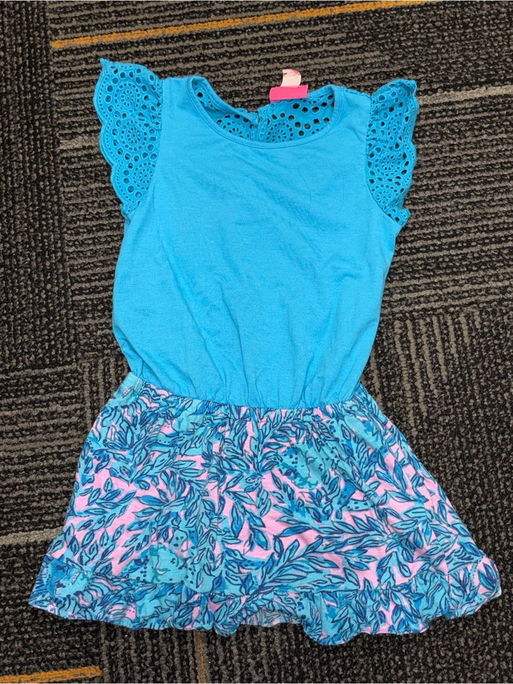 Lilly Pulitzer Girls Blue and Pink Leaf Print Casual One-Piece Skort Set